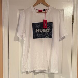 HUGO White Tee with Dark Graphic